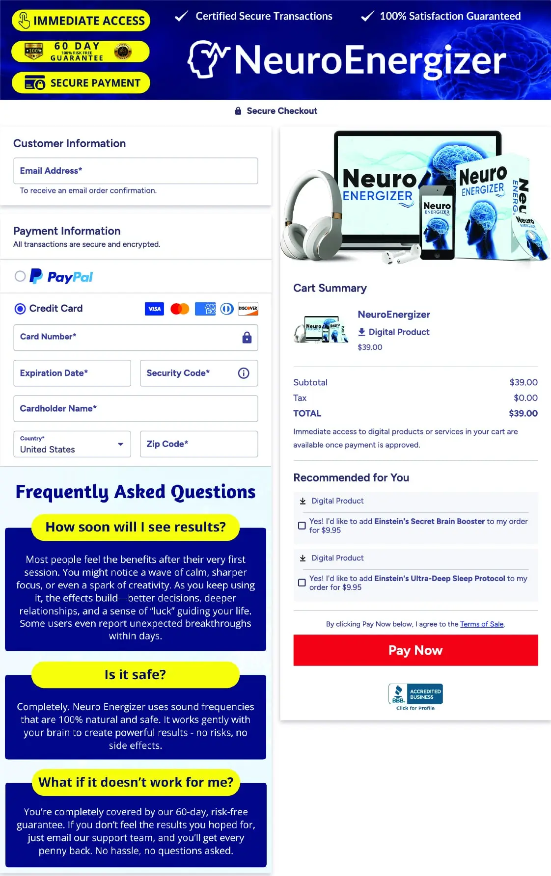 neuroenergizer check out page